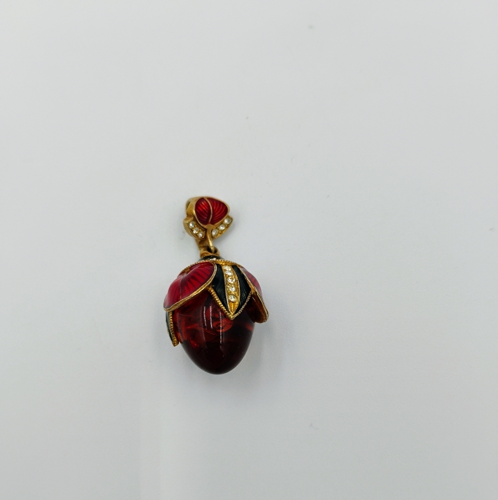 FABERGÉ STYLE PENDANT AMBER STERLING CRISTALS